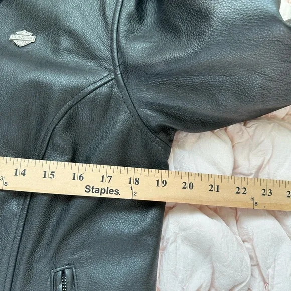 Harley Davidson Women’s L Moto Leather Jacket Heavy Genuine Leather - Picture 5 of 10